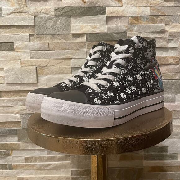 Nightmare Before Christmas Platform High Tops | Jack Sally Skulls Sz 10 Disney - Picture 9 of 11